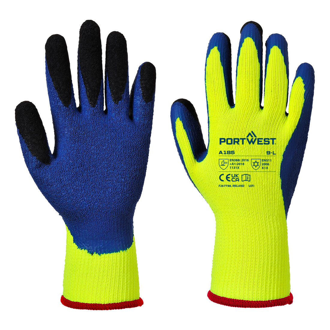 Portwest - Cold 7 Latex Crinkle Finger Dipped Glove - A185