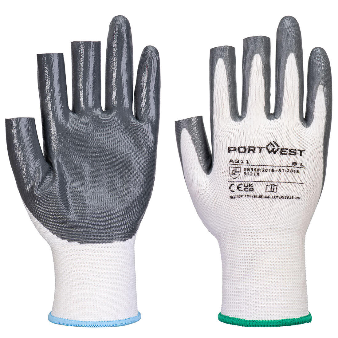 Portwest - Grip 13 Nitrile 3 Fingerless Glove (Pk 12) - A311