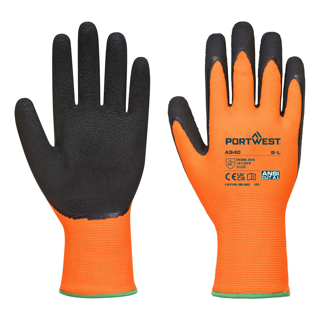 Portwest - Grip 13 Latex Foam Hi-Vis Glove - A340