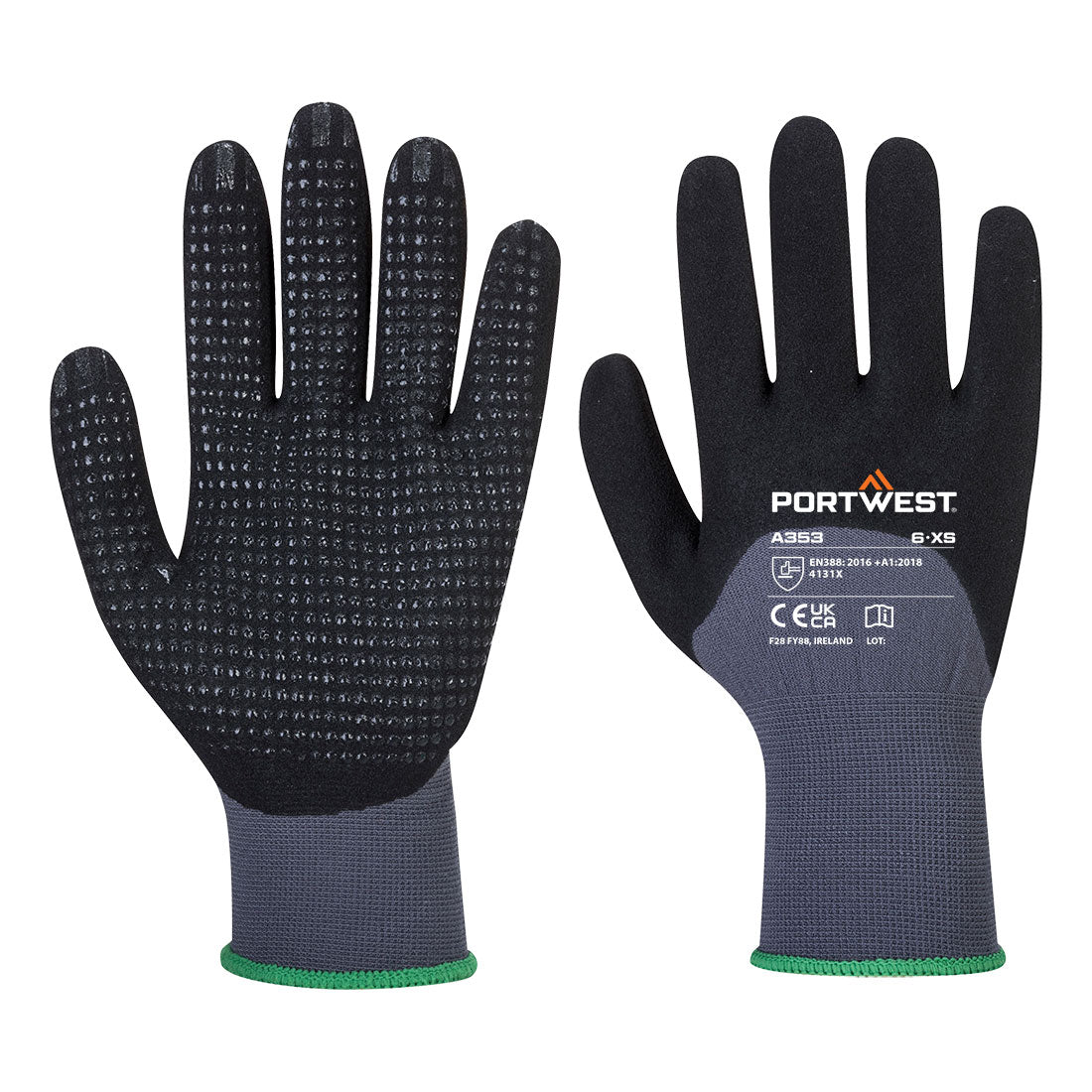 Portwest - Grip 15 Nitrile Sandy 3/4 Palm Dotted Glove - A353