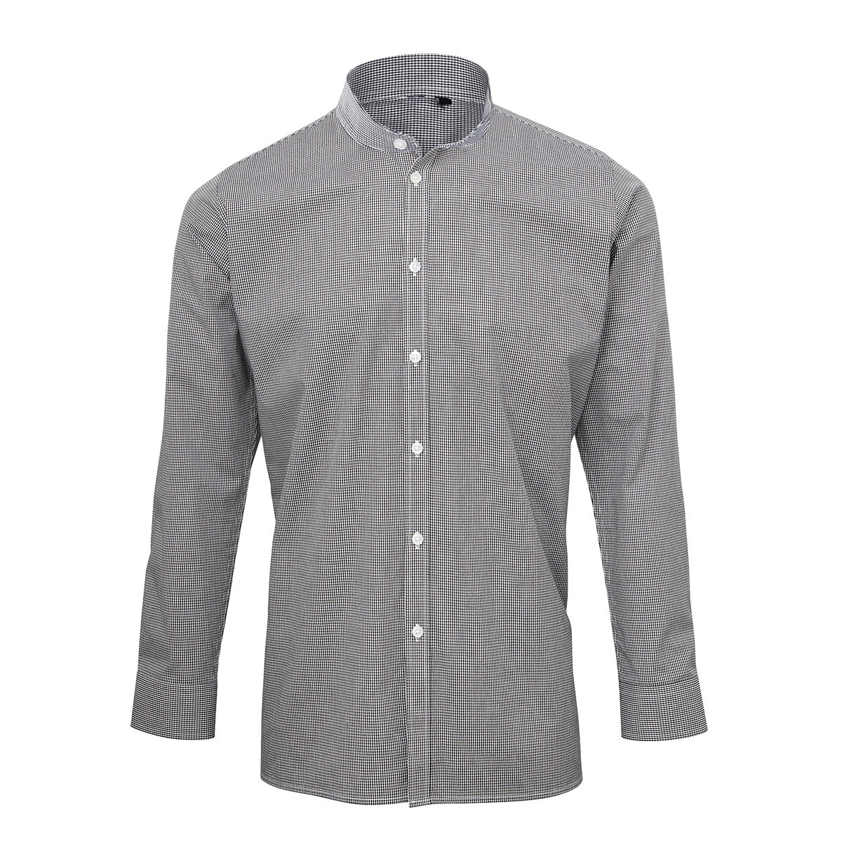 Kylemark - Mandarin Collar Gingham Long Sleeve Shirt - AF20GM