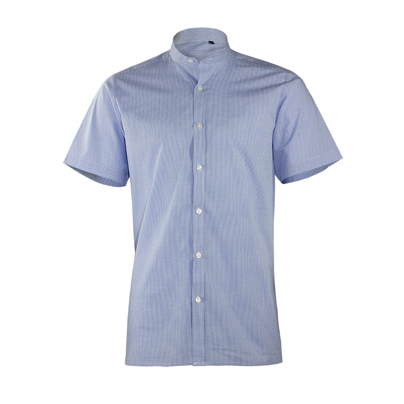 Kylemark - Mandarin Collar Gingham Short Sleeve Shirt - AF21GM