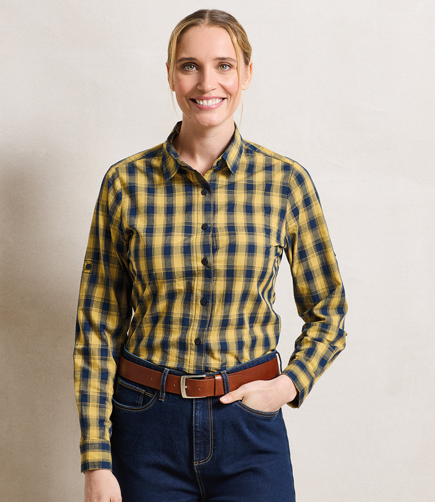 Kylemark - Ladies Mandarin Collar Mulligan Check Long Sleeve Shirt - AF50FM