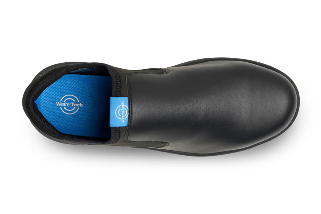 Vitalise Non-Slip Comfortable Work Slip On Shoe with a Safety Toe Cap - Black