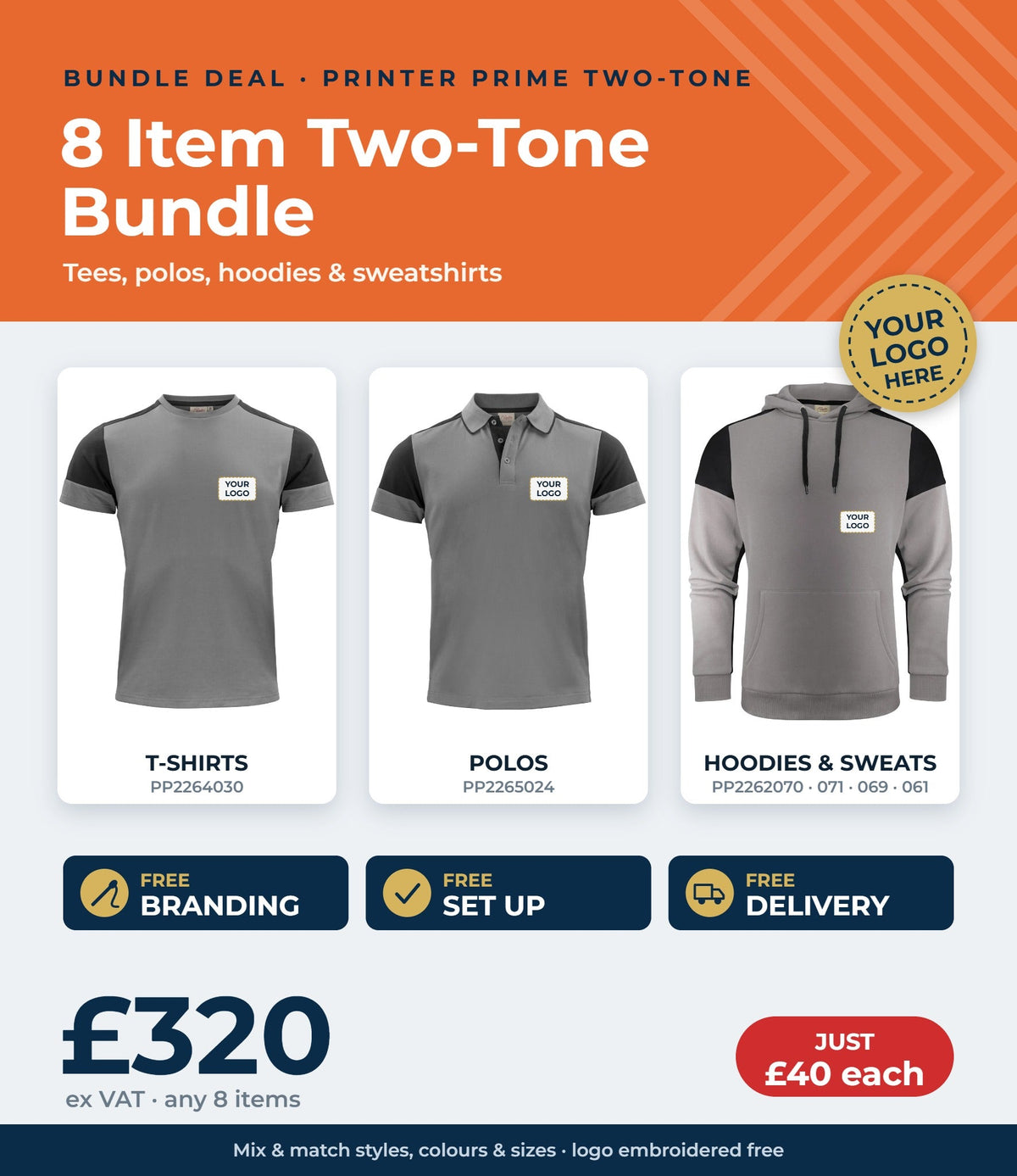 8 item Printer Prime two-tone bundle £320 ex VAT - free branding, set up and delivery