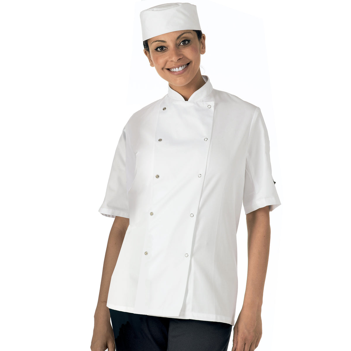 Dennys Best Selling Short Sleeve Chefs Jacket - White / S-Slim / Slim Fit