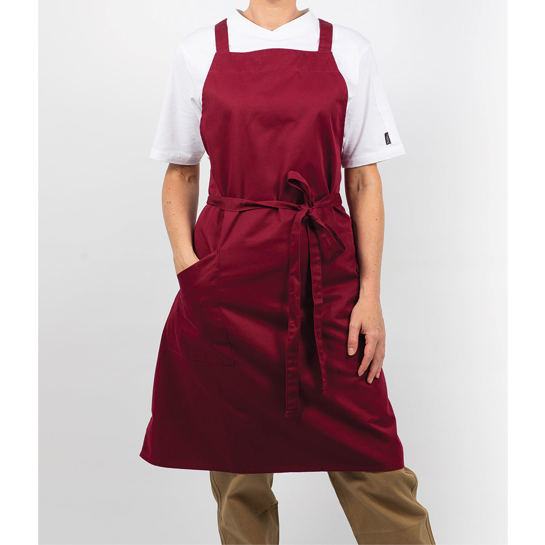 Le Chef Pro Crossover Bib Apron - Claret