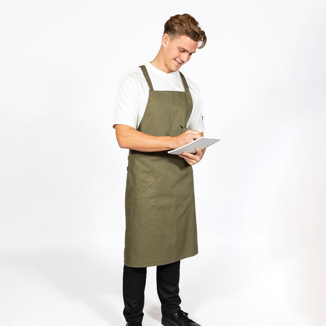 Le Chef Pro Crossover Bib Apron - Olive