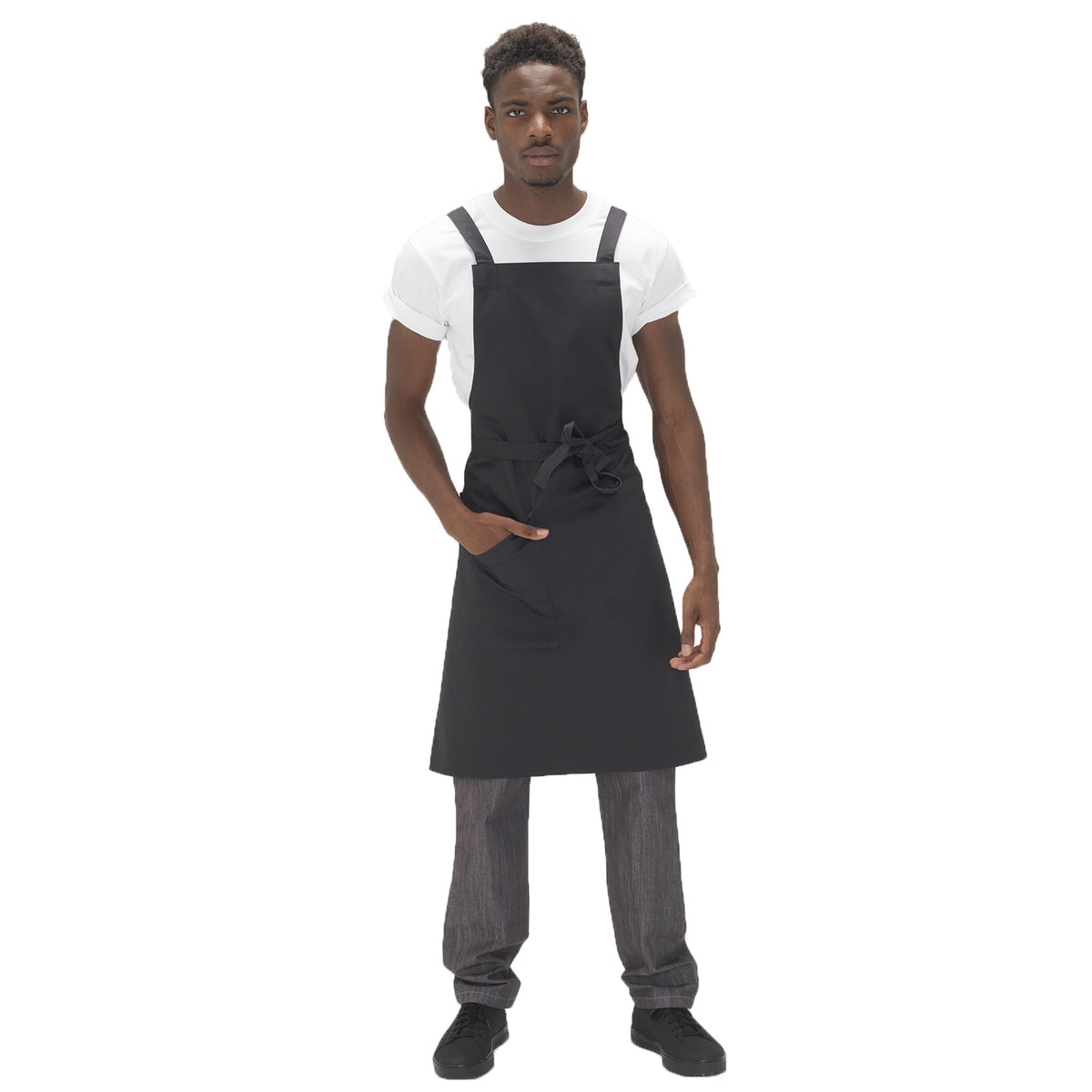 Le Chef Pro Crossover Bib Apron - Black