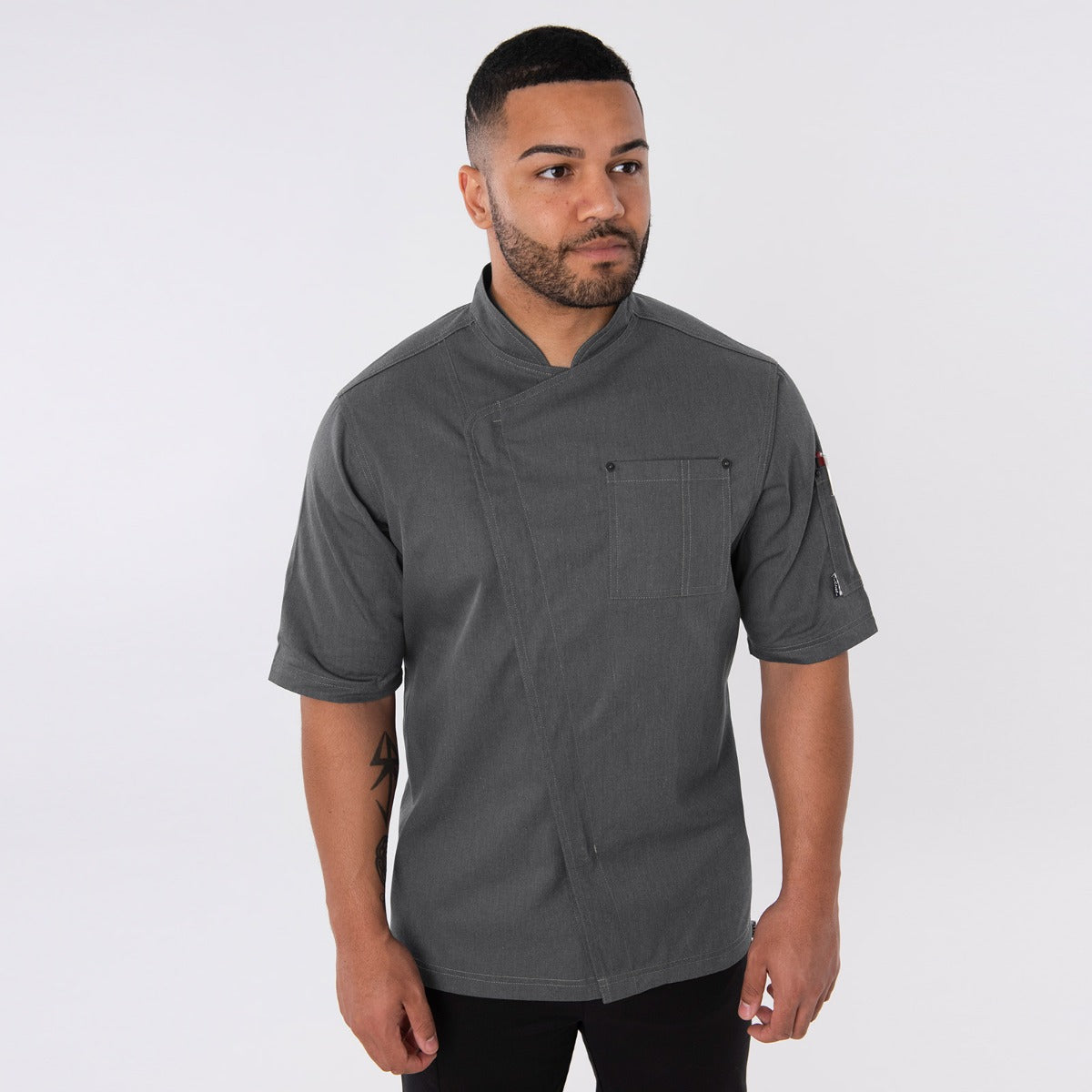Le Chef Asymmetric Jacket with StayCool System - Grey Heathered / XL