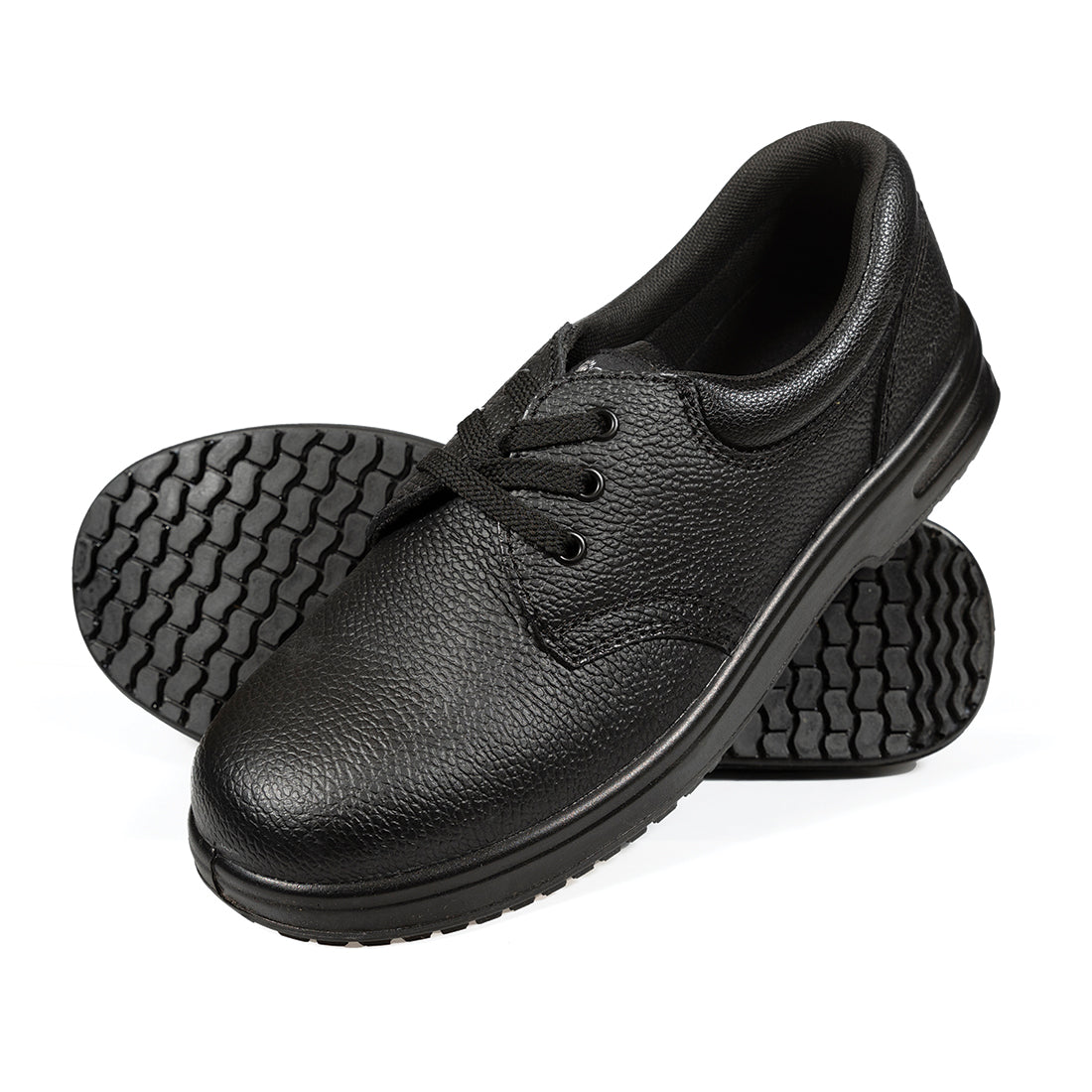 Comfort Grip Black Leather Safety Shoes - 10.5(UK) 45(EU)
