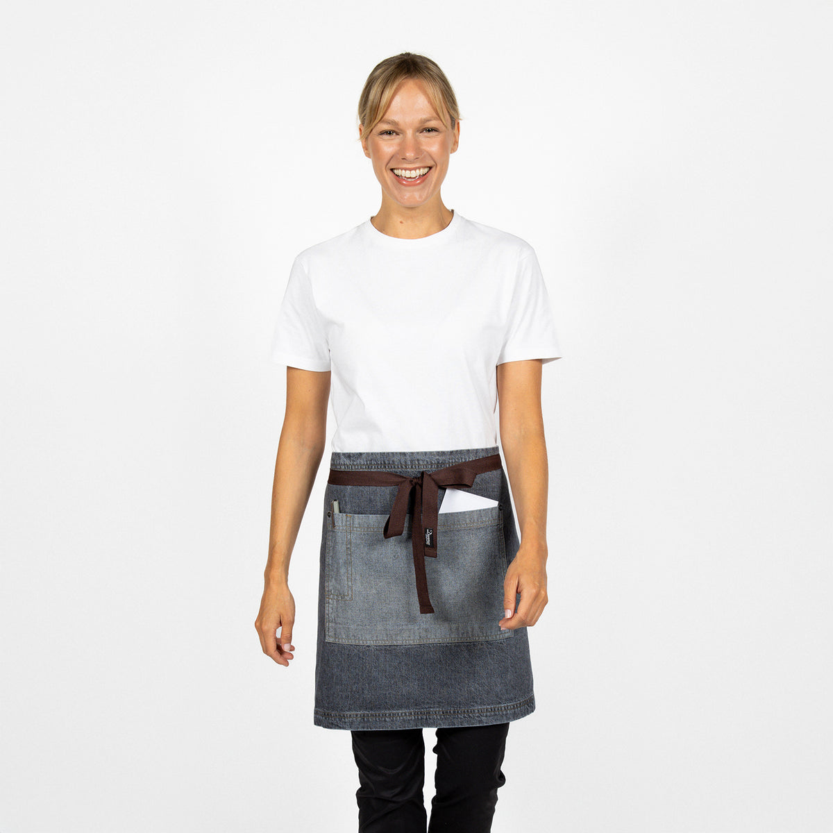 Dennys Denim Waist Apron With Contrasting Pocket - Black/Grey