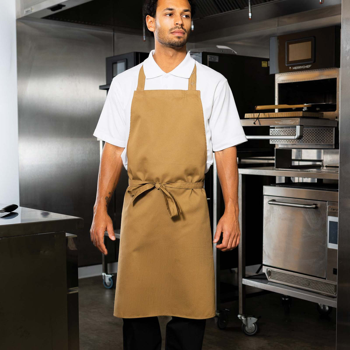 Dennys Bib Aprons With Adj Halter - No Pocket - Khaki