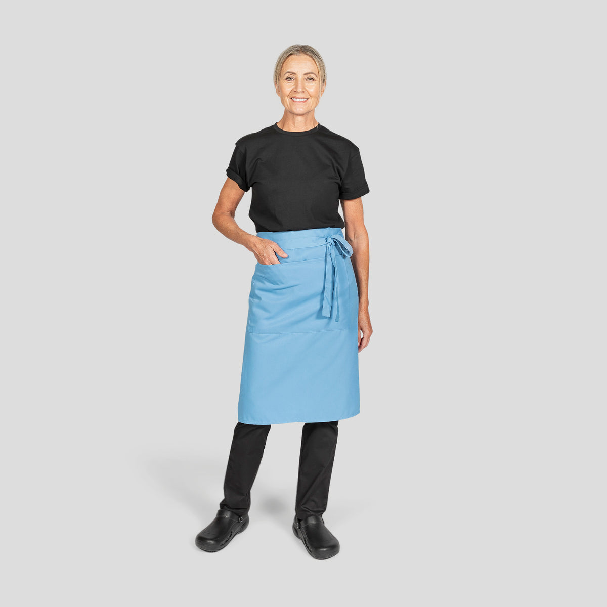 Dennys Colour Waist Apron with pocket - Mid Blue