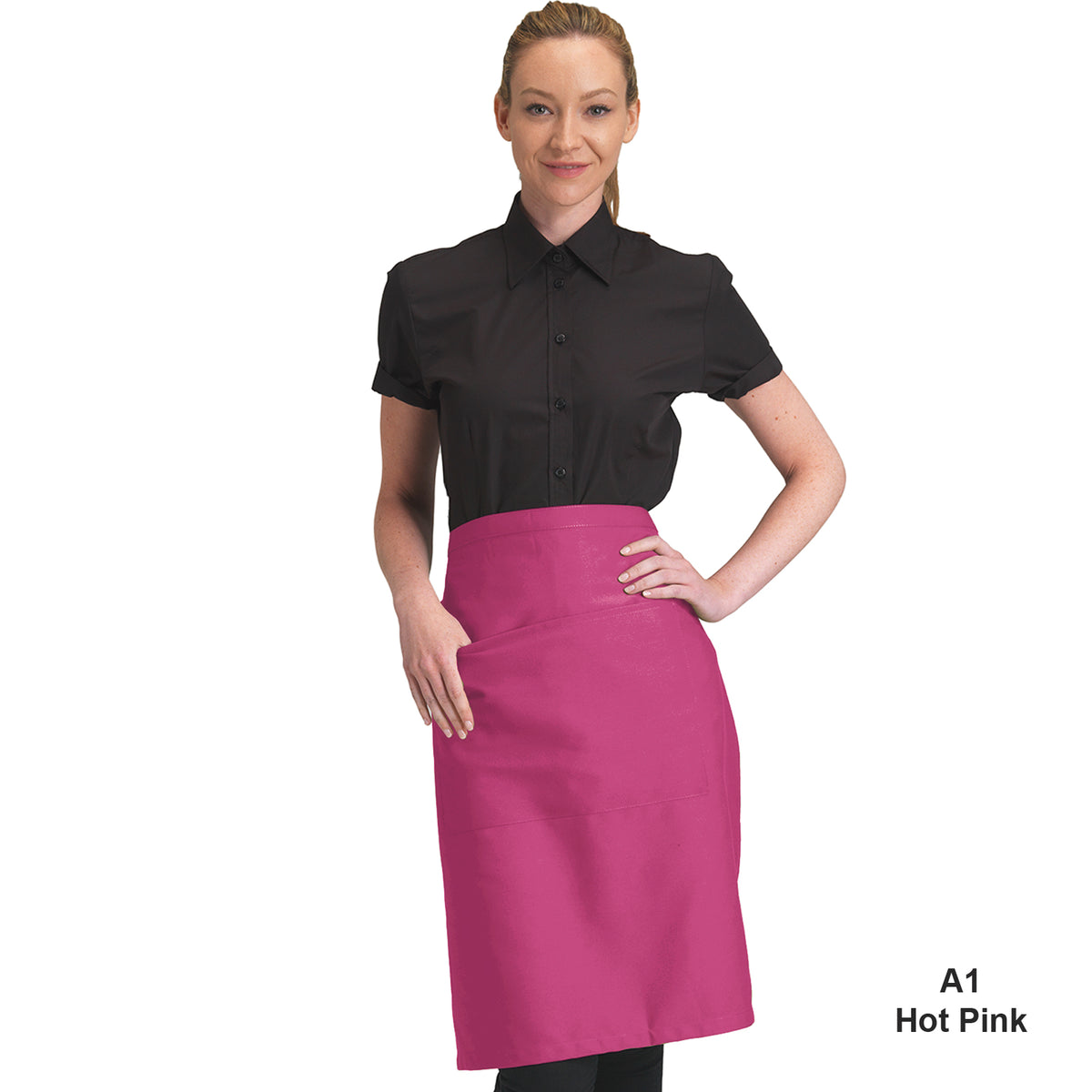 Dennys Colour Waist Apron with pocket - Hot Pink