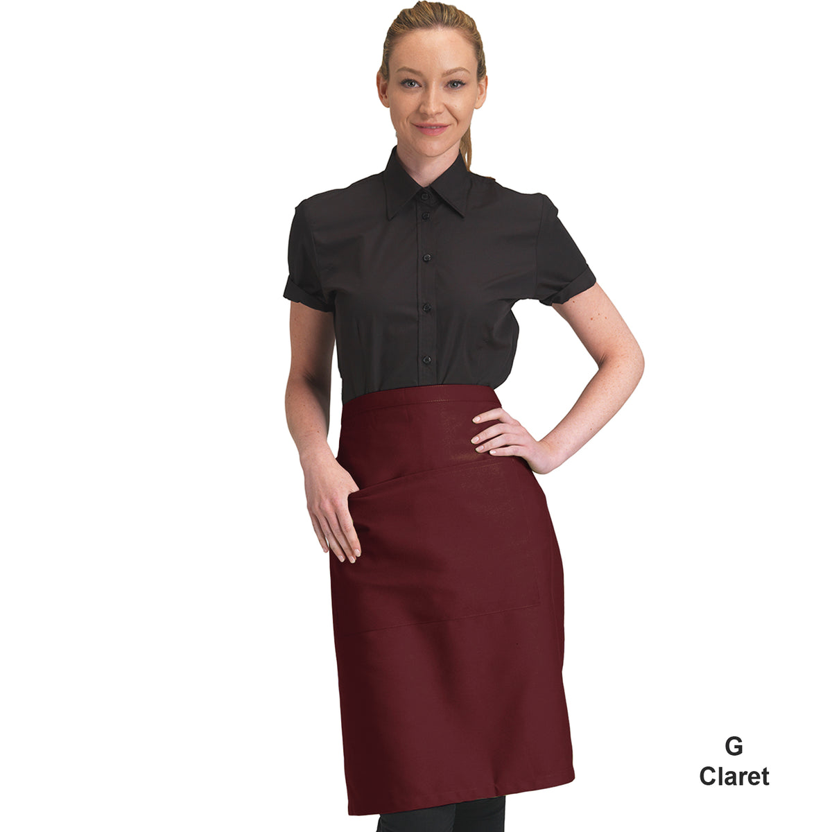 Dennys Colour Waist Apron with pocket - Claret