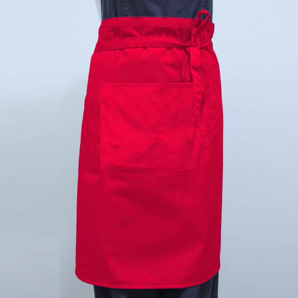 Wide Bistro Apron with Front Pocket - Red