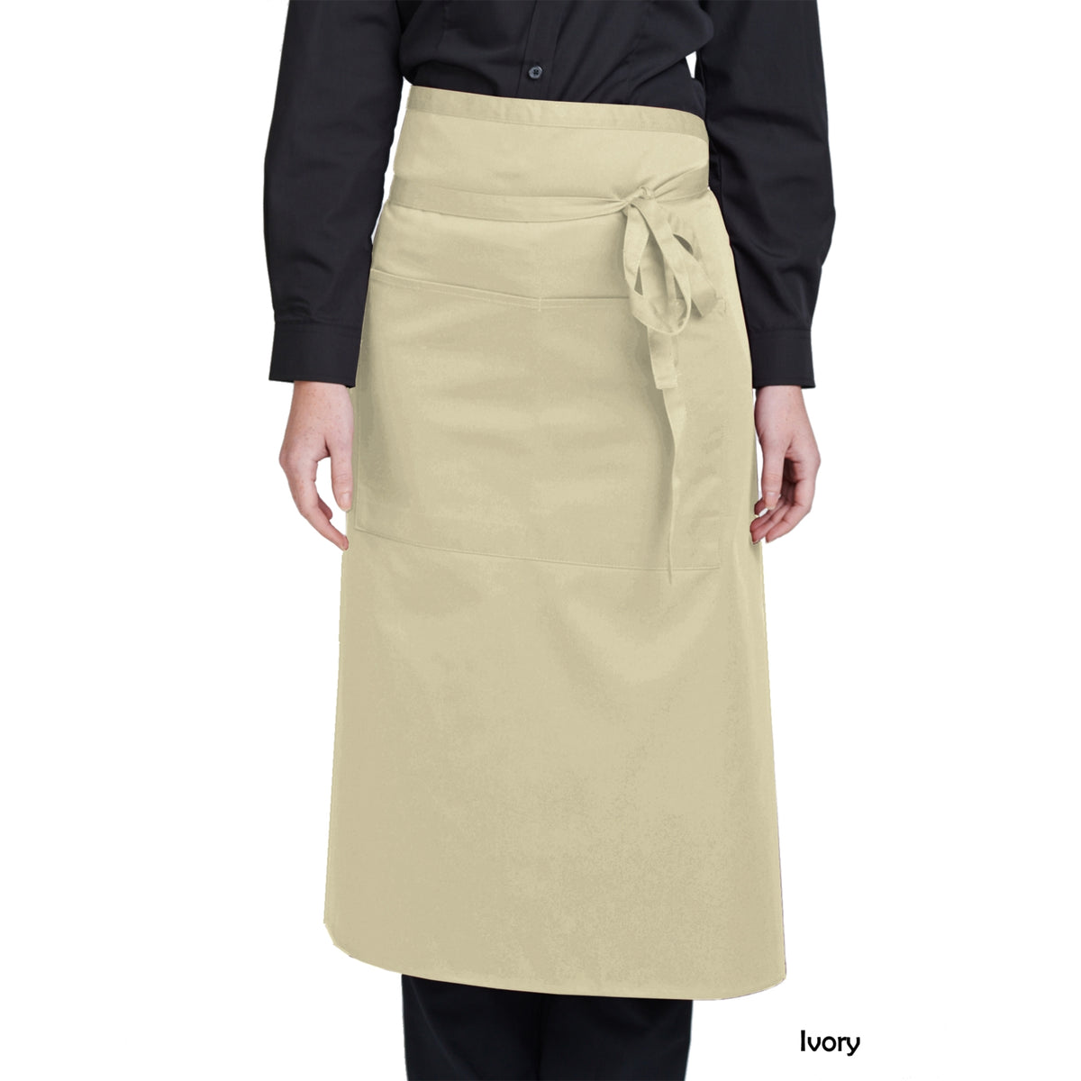 Dennys Bistro Apron With Pocket in 14 Colours - Ivory