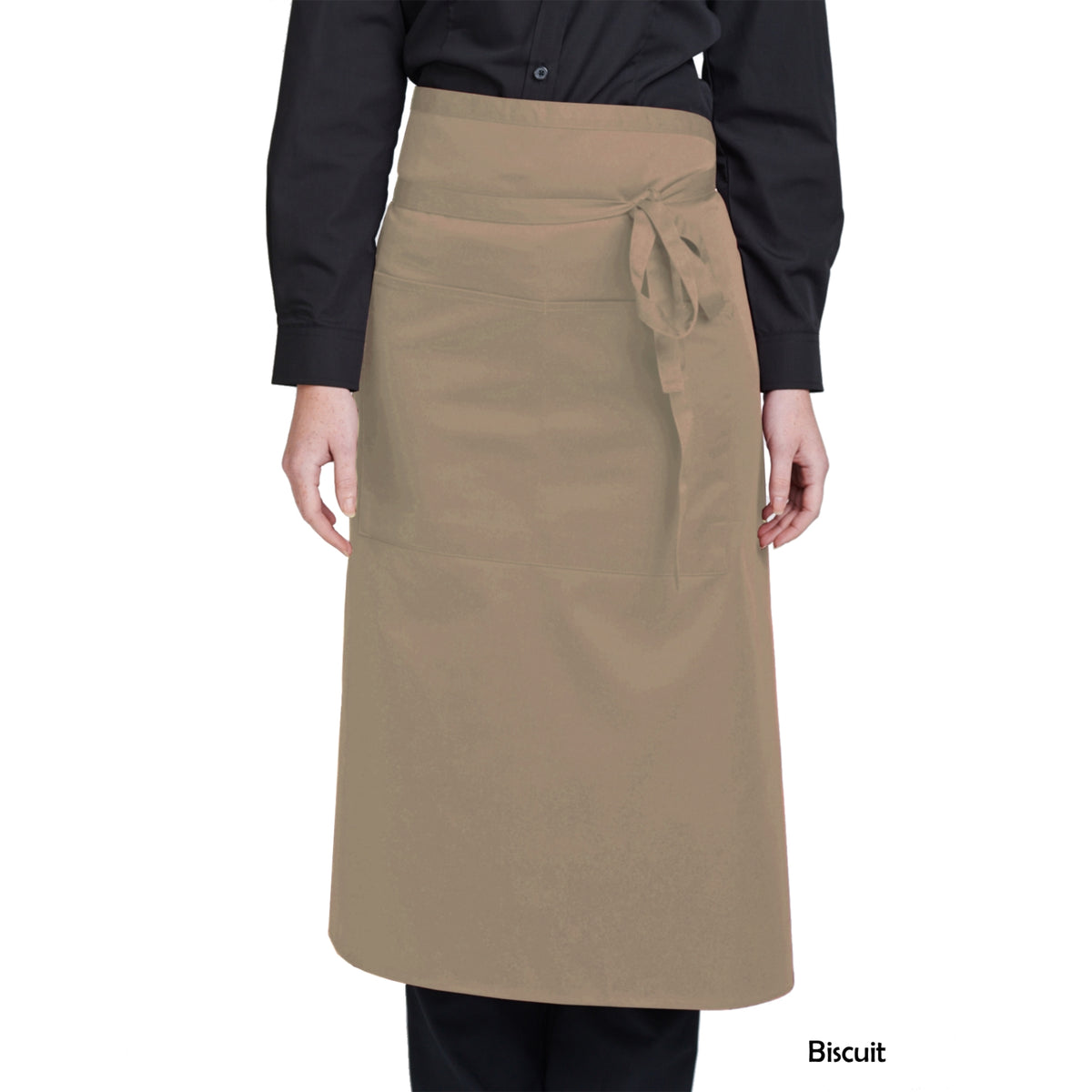 Dennys Bistro Apron With Pocket in 14 Colours - Biscuit