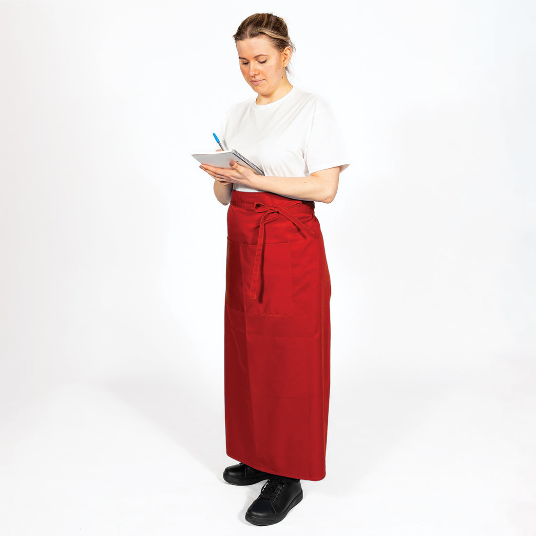 Dennys Wide Bistro Apron With Front Pocket - Red