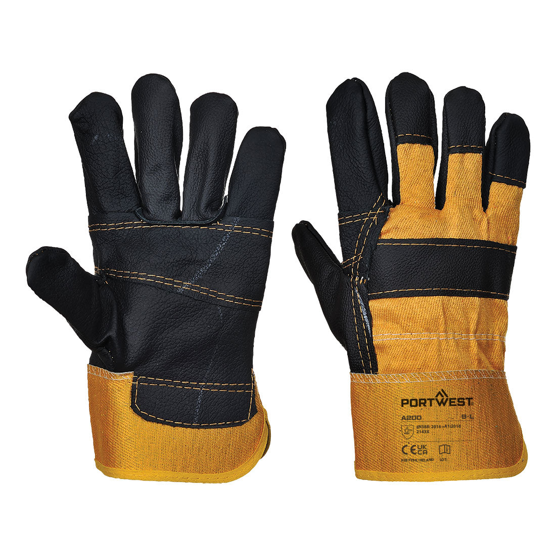 Portwest - Leather Rigger 270 Cow Grain Palm Bar Glove - A200