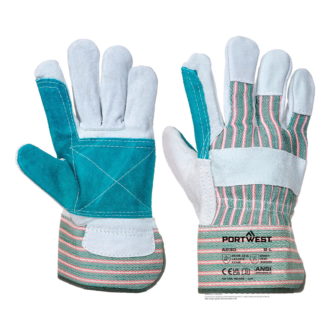 Portwest - Leather Rigger 365 Cow Split Reinforced Palm Glove - A230