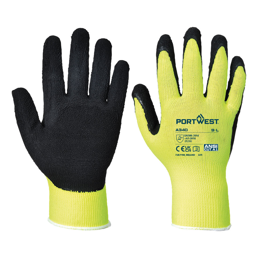 Portwest - Grip 13 Latex Foam Hi-Vis Glove - A340