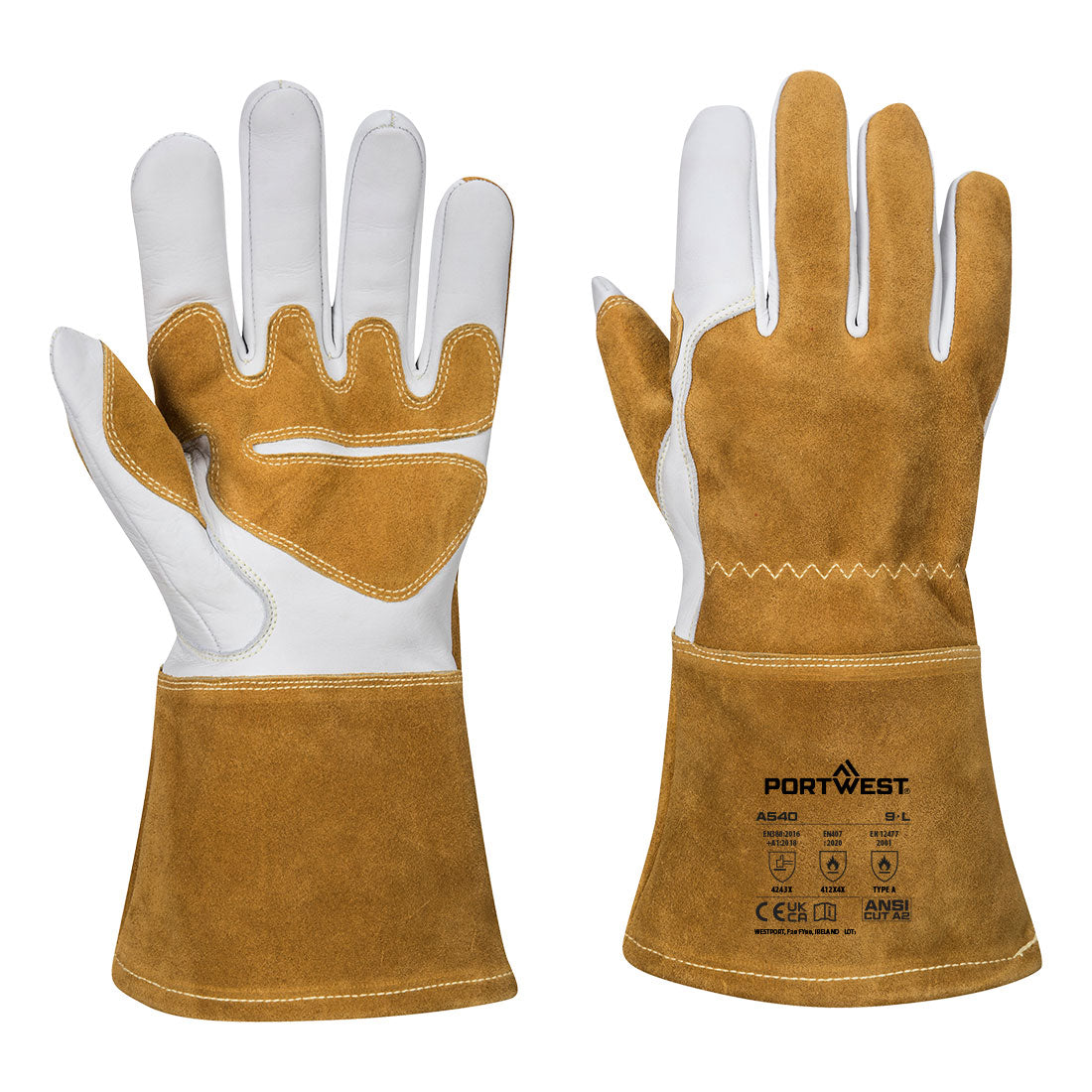 Portwest - MIG Welders 320 Grain Leather Reinforced Gauntlet - A540