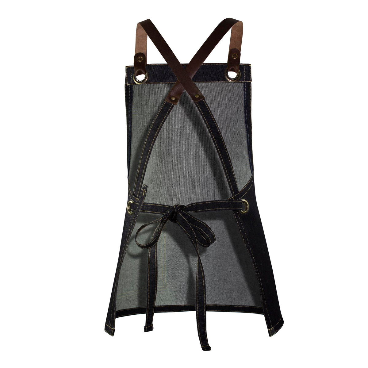 County Crossback - Denim Short Bib Apron - Leather Halter - Premium