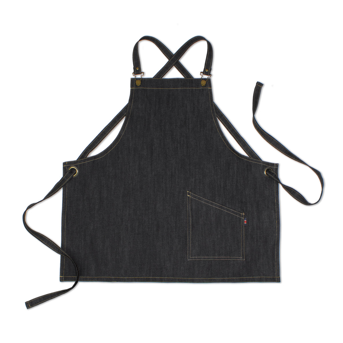 County Classic - Denim Short Dungaree Bib Apron - Leather Halter - Premium - AF1012