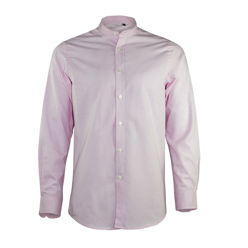 Kylemark - Mandarin Collar Long Sleeve Striped Oxford Shirt - AF38GM