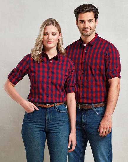 Premier Mulligan Check Long Sleeve Shirt - PR250 - Premier product photo