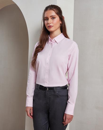 Premier Ladies Long Sleeve Striped Oxford Shirt - PR338 - Premier product photo