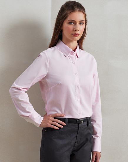 Premier Ladies Long Sleeve Striped Oxford Shirt - PR338 - Premier product photo