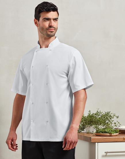 Premier Unisex Short Sleeve Stud Front Chef's Jacket - PR664 - Premier product photo