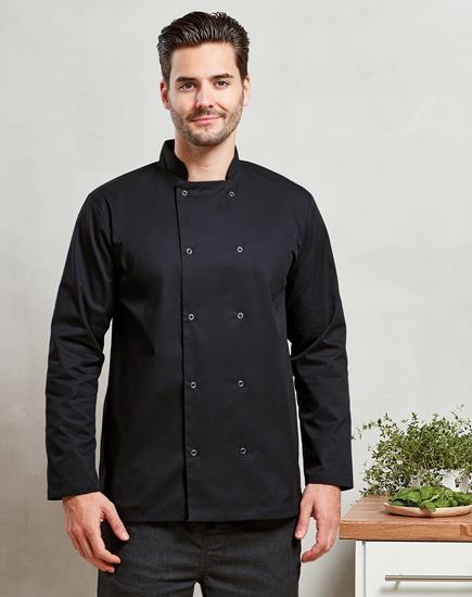 Premier Unisex Long Sleeve Stud Front Chef's Jacket - PR665 - Premier product photo