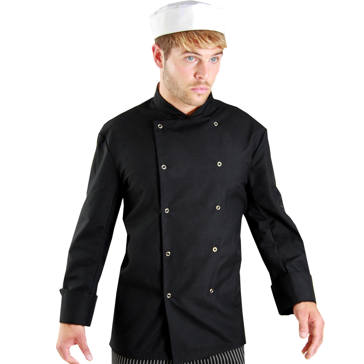 Dennys Easy-Care Long Sleeve Chefs Jacket - Black / 2XL