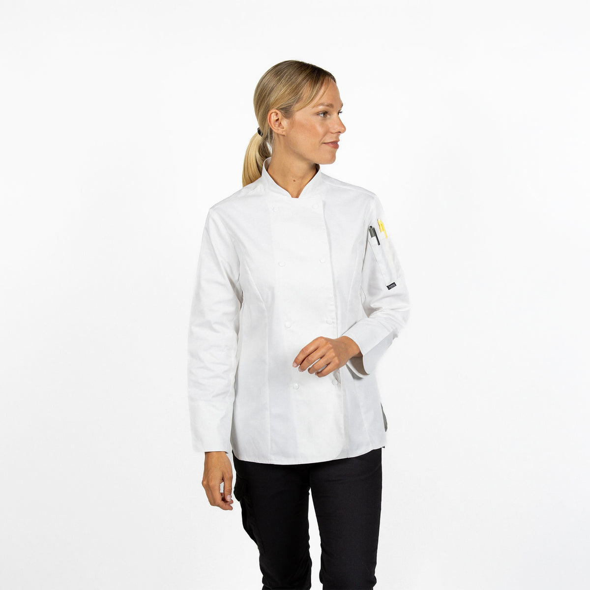 Dennys Womens Fitted Chef Jacket - White / L