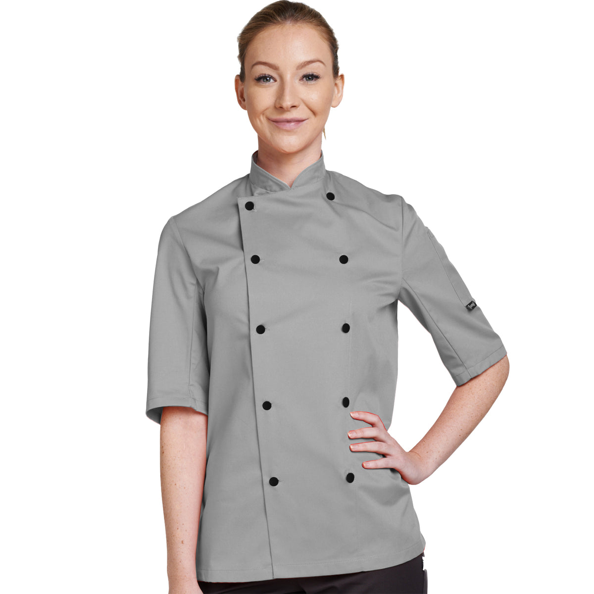 Dennys Short Sleeve Chefs Jacket in Colours - Light Grey / 2XL