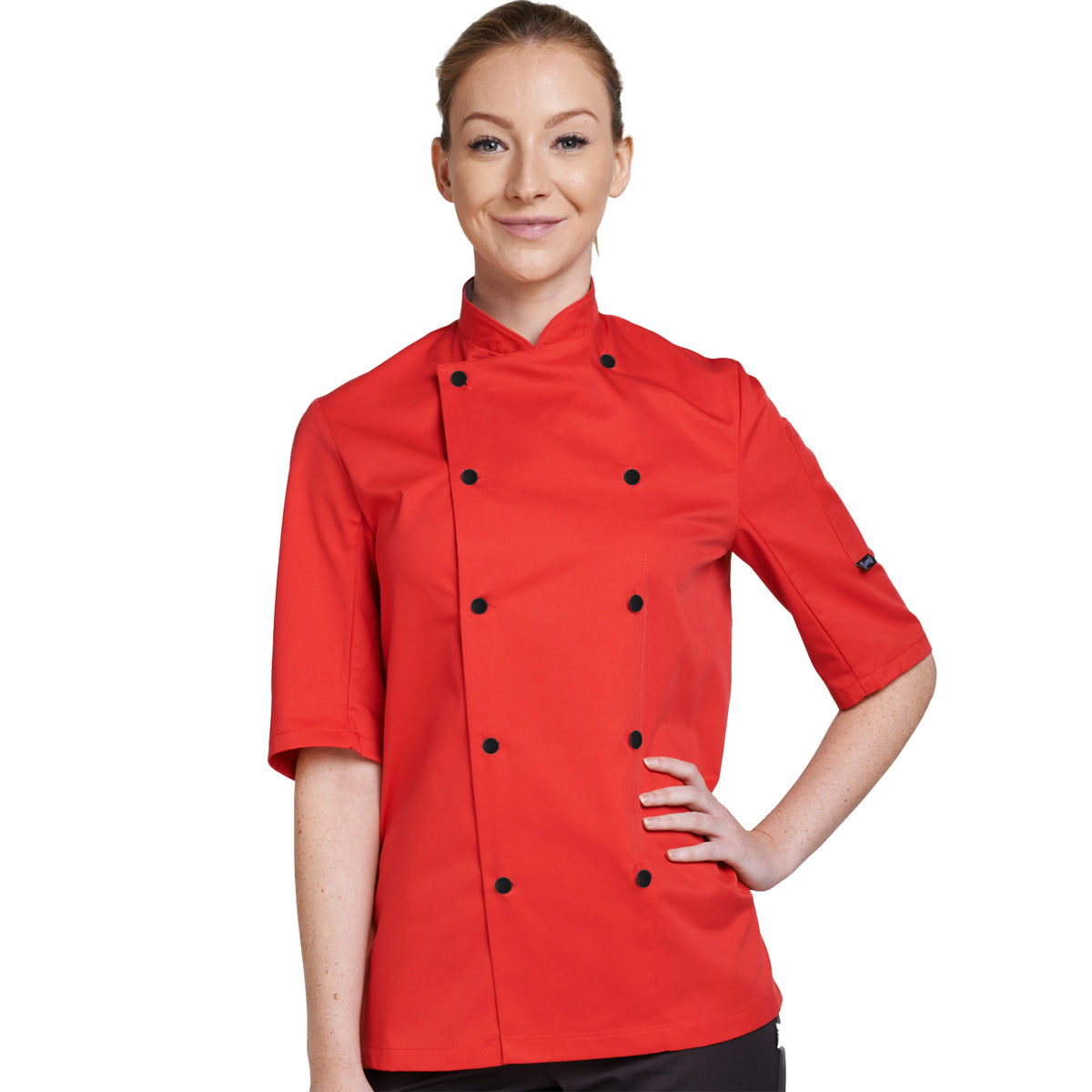 Dennys Short Sleeve Chefs Jacket in Colours - Red / 3XL