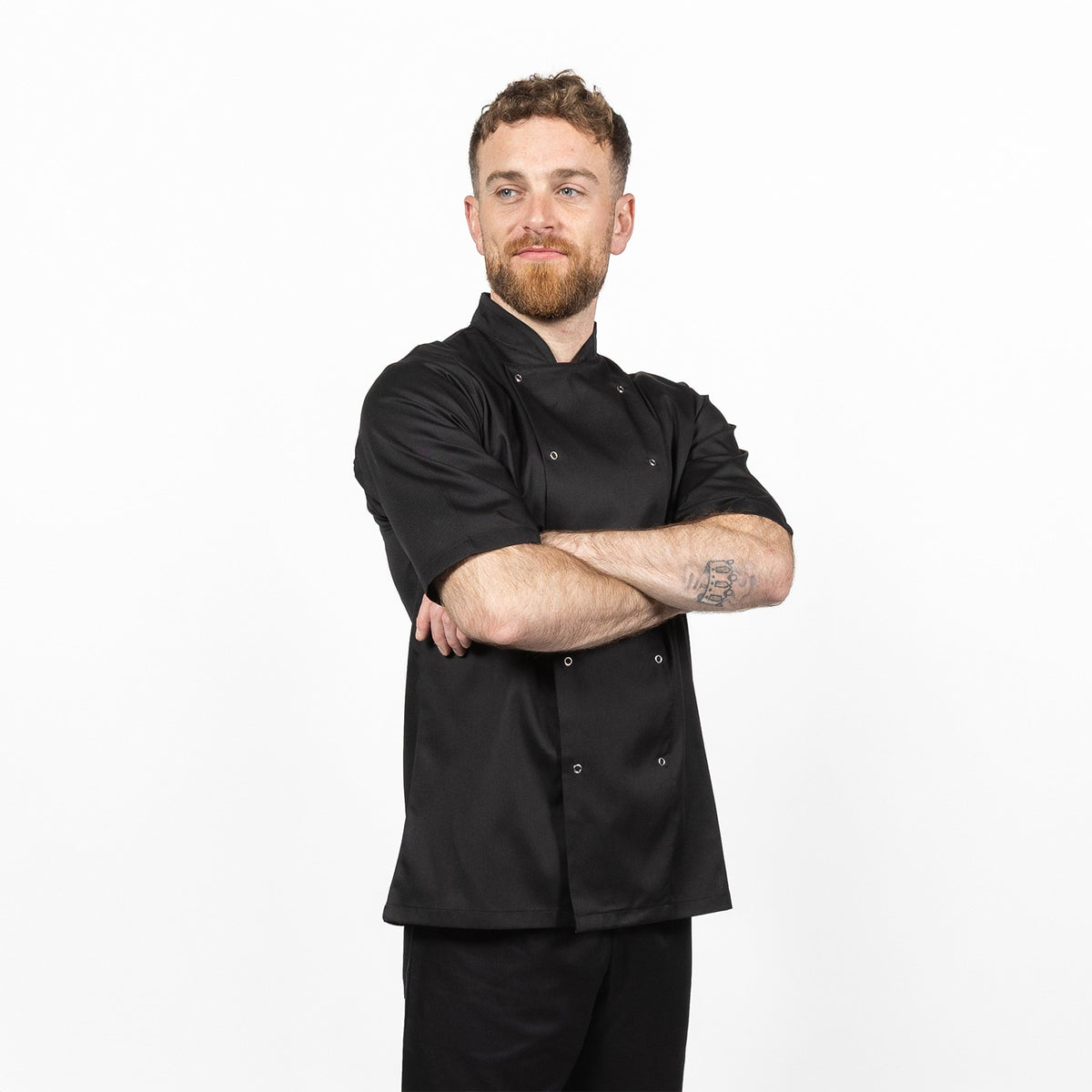 Dennys Essentials Short Sleeve Chef Jacket - Black / 2XL