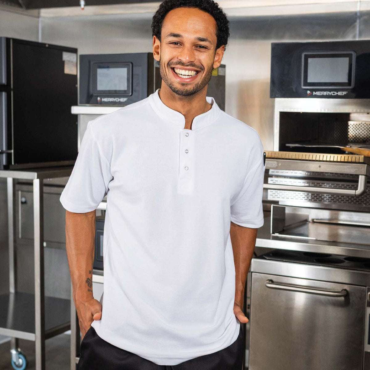 Le Chef Pique Chef Shirt - White / L