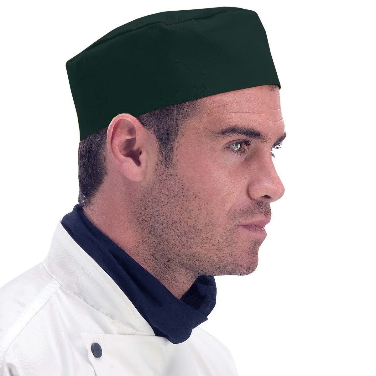 Dennys Technicolour Skull Cap with Elastic Back - Bottle Green / M