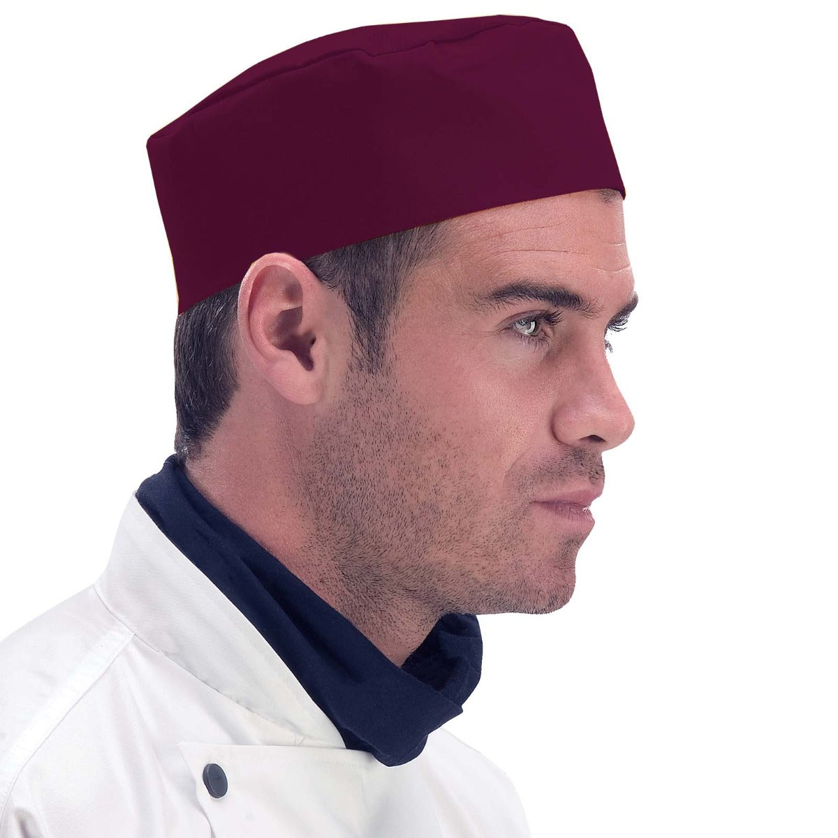 Dennys Technicolour Skull Cap with Elastic Back - Claret / M