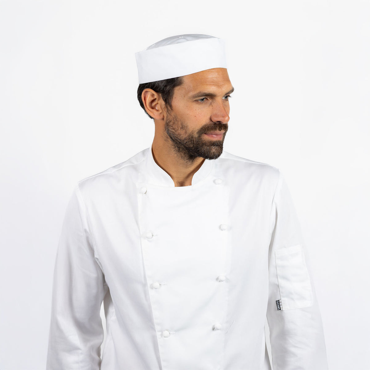 Skull Cap with Turn Up Cuff - White / L