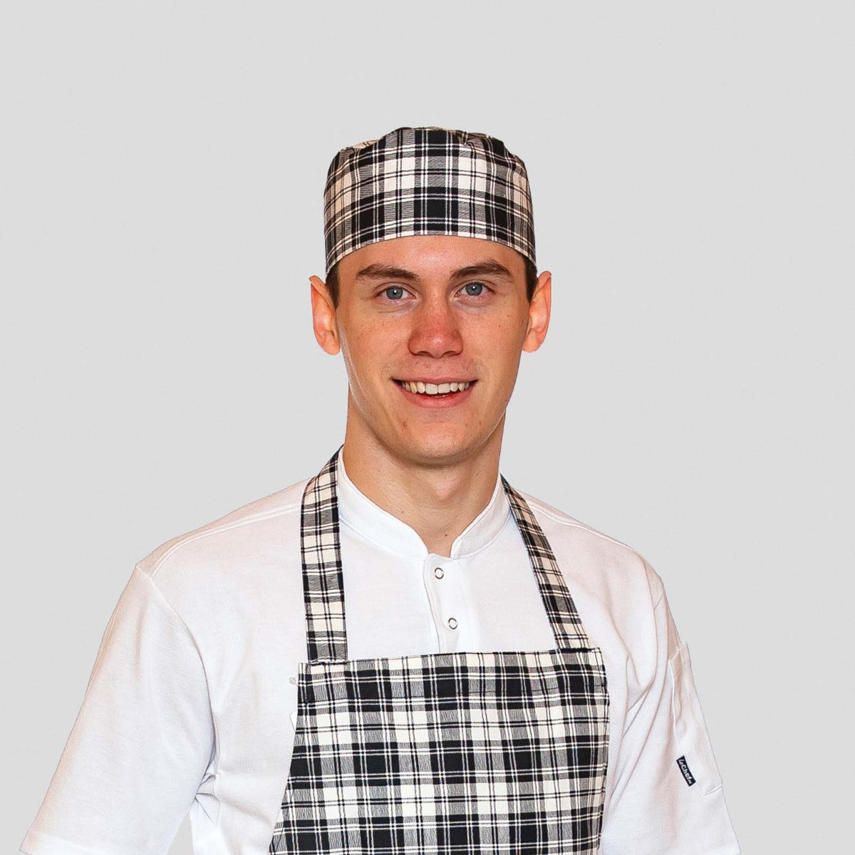 Dennys Printed Skull Cap - Tartan Black White / M