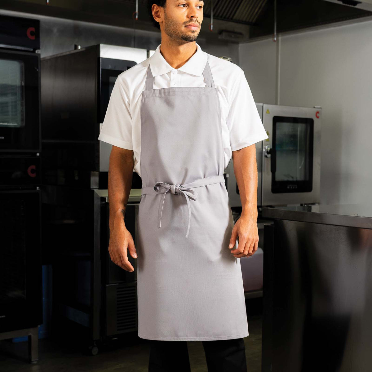 Dennys Bib Aprons With Adj Halter - No Pocket - Light Grey
