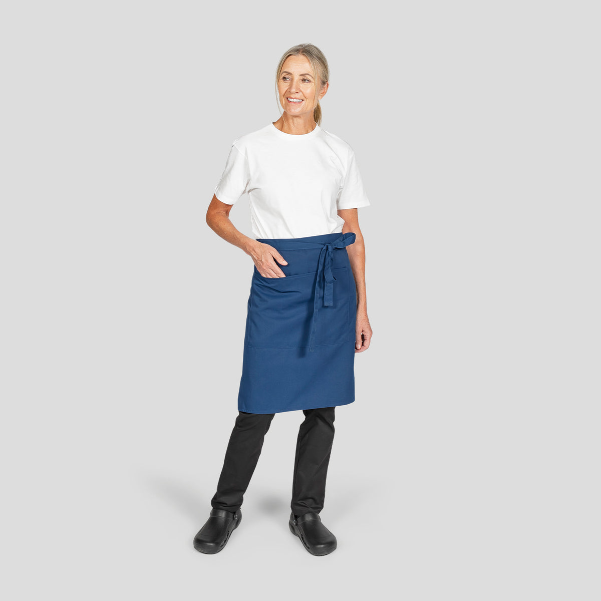 Dennys Colour Waist Apron with pocket - Navy