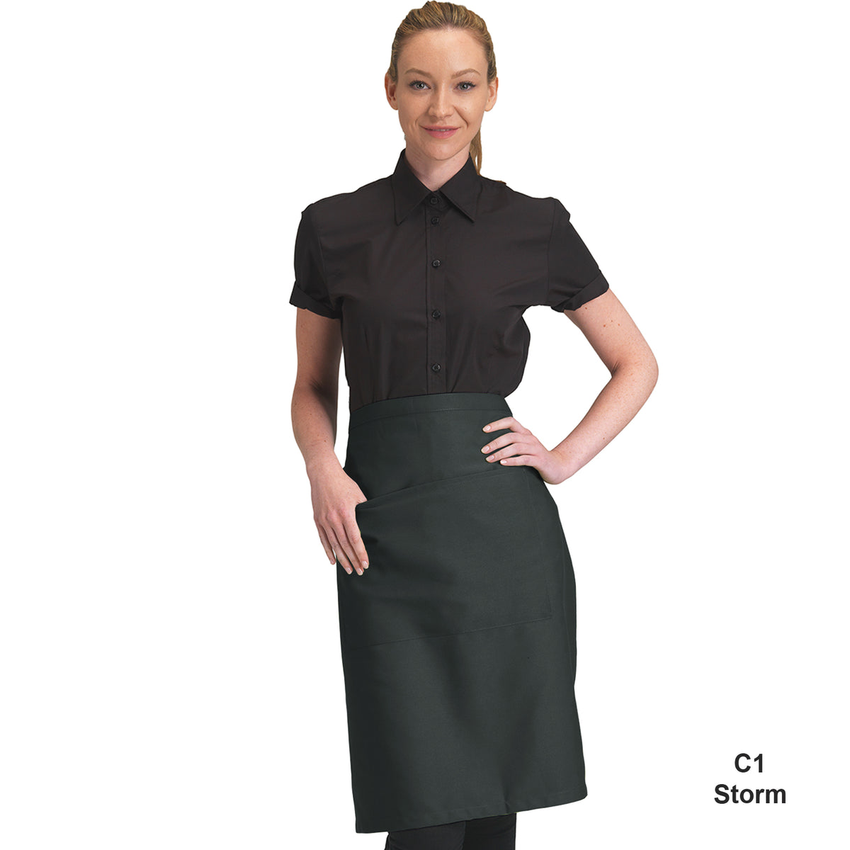 Dennys Colour Waist Apron with pocket - Storm Grey