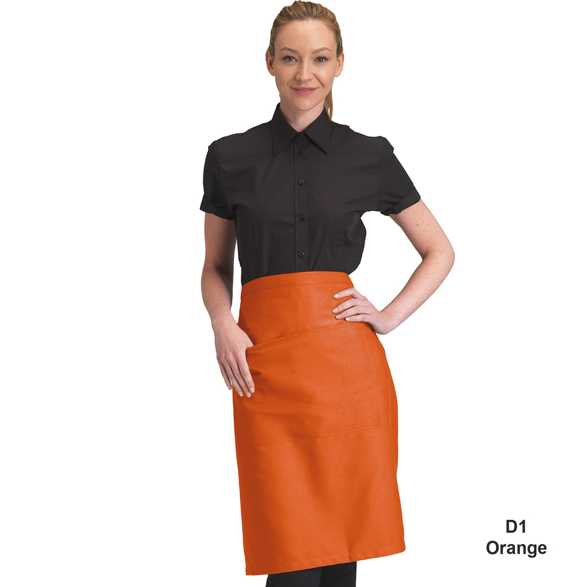 Dennys Colour Waist Apron with pocket - Orange